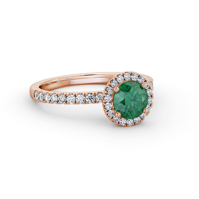 Halo Emerald and Diamond 1.20ct Ring 9K Rose Gold - Acali GEM69_RG_EM_FLAT
