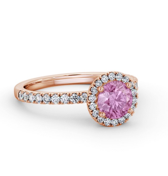 Halo Pink Sapphire and Diamond 1.45ct Ring 18K Rose Gold GEM69_RG_PS_THUMB1