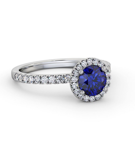 Halo Blue Sapphire and Diamond 1.45ct Ring 18K White Gold GEM69_WG_BS_THUMB2 