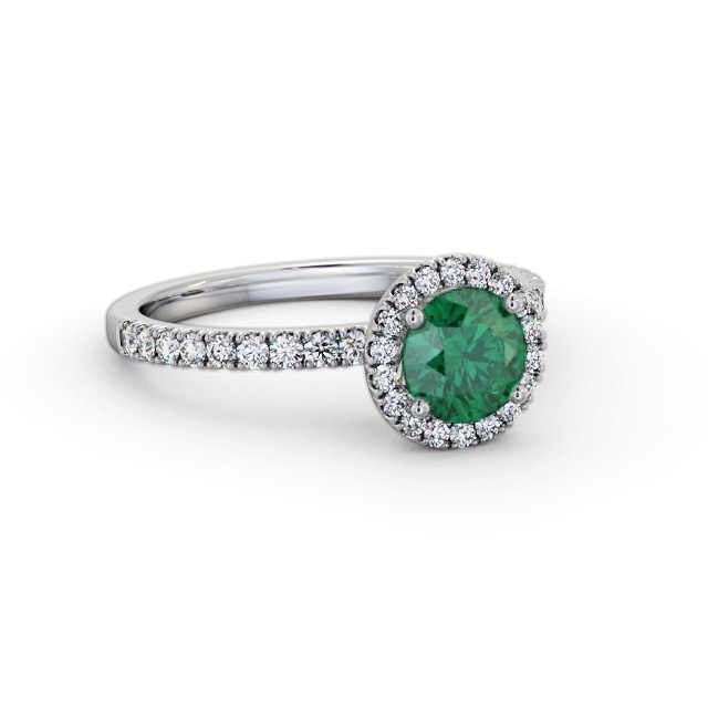 Halo Emerald and Diamond 1.20ct Ring Platinum - Acali GEM69_WG_EM_FLAT