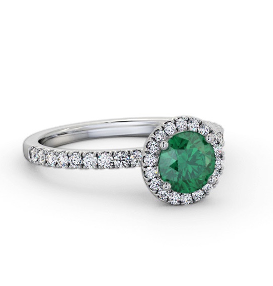 Halo Emerald and Diamond 1.20ct Ring 18K White Gold GEM69_WG_EM_THUMB1