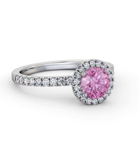 Halo Pink Sapphire and Diamond 1.45ct Ring 9K White Gold GEM69_WG_PS_THUMB2 