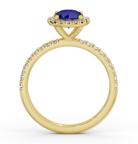 Halo Blue Sapphire and Diamond 1.45ct Ring 18K Yellow Gold GEM69_YG_BS_THUMB1 