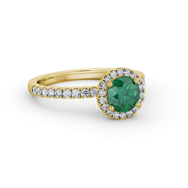 Halo Emerald and Diamond 1.20ct Ring 9K Yellow Gold - Acali GEM69_YG_EM_FLAT