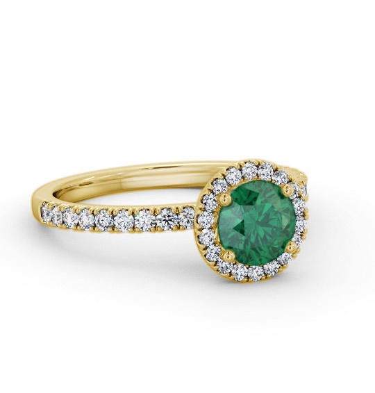 Halo Emerald and Diamond 1.20ct Ring 18K Yellow Gold GEM69_YG_EM_THUMB1