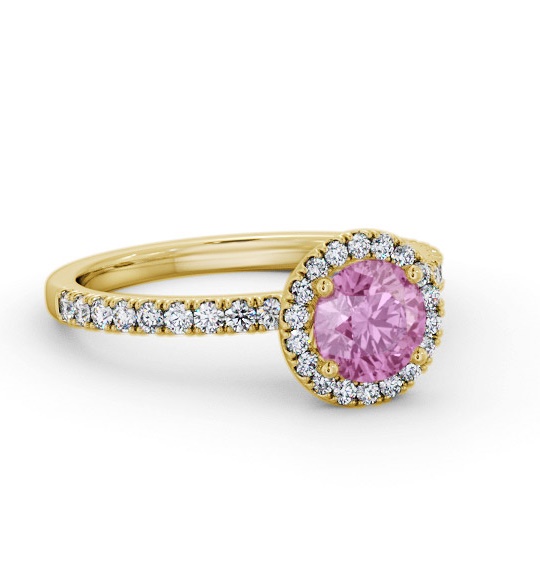 Halo Pink Sapphire and Diamond 1.45ct Ring 9K Yellow Gold GEM69_YG_PS_THUMB1