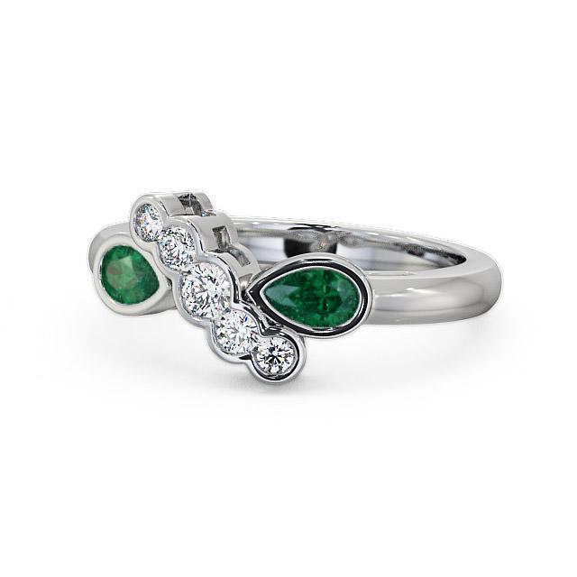Emerald and Diamond 0.90ct Ring 18K White Gold - Kensington GEM6_WG_EM_HAND