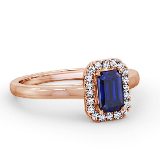 Halo Blue Sapphire and Diamond 0.90ct Ring 18K Rose Gold GEM70_RG_BS_THUMB1