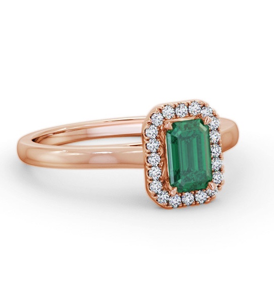 Halo Emerald and Diamond 0.75ct Ring 18K Rose Gold GEM70_RG_EM_THUMB1