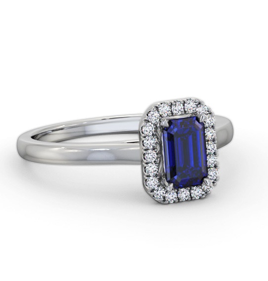 Halo Blue Sapphire and Diamond 0.90ct Ring 9K White Gold GEM70_WG_BS_THUMB2 