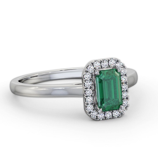 Halo Emerald and Diamond 0.75ct Ring Platinum GEM70_WG_EM_THUMB1