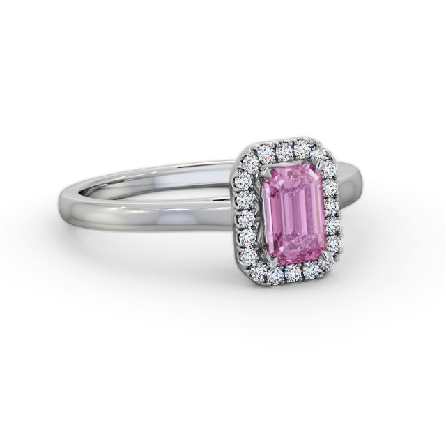 Halo Pink Sapphire and Diamond 0.90ct Ring 18K White Gold - Gianni GEM70_WG_PS_FLAT