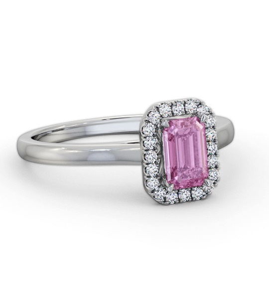 Halo Pink Sapphire and Diamond 0.90ct Ring Platinum GEM70_WG_PS_THUMB2 