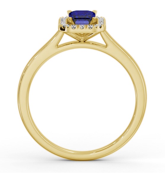 Halo Blue Sapphire and Diamond 0.90ct Ring 18K Yellow Gold GEM70_YG_BS_THUMB1 