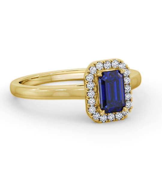Halo Blue Sapphire and Diamond 0.90ct Ring 9K Yellow Gold GEM70_YG_BS_THUMB1