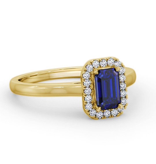 Halo Blue Sapphire and Diamond 0.90ct Ring 18K Yellow Gold GEM70_YG_BS_THUMB2 