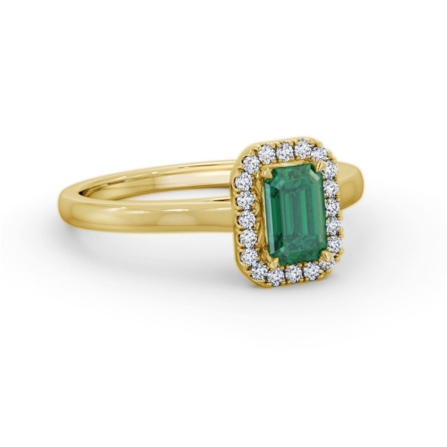 Halo Emerald and Diamond 0.75ct Ring 9K Yellow Gold - Gianni GEM70_YG_EM_FLAT