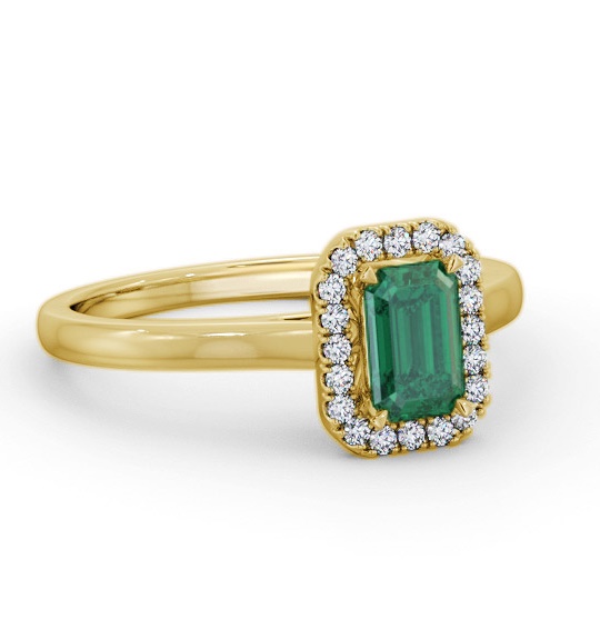 Halo Emerald and Diamond 0.75ct Ring 9K Yellow Gold GEM70_YG_EM_THUMB1