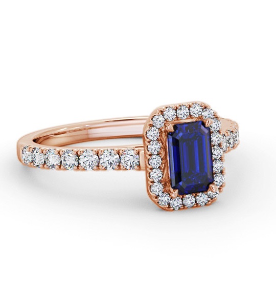 Halo Blue Sapphire and Diamond 1.20ct Ring 18K Rose Gold GEM71_RG_BS_THUMB1