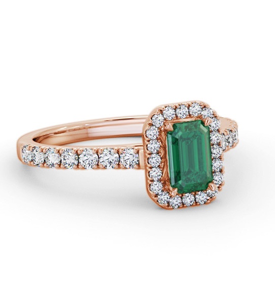 Halo Emerald and Diamond 1.05ct Ring 18K Rose Gold GEM71_RG_EM_THUMB1