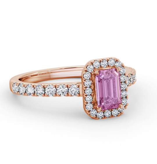 Halo Pink Sapphire and Diamond 1.20ct Ring 18K Rose Gold GEM71_RG_PS_THUMB1