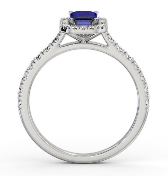 Halo Blue Sapphire and Diamond 1.20ct Ring 18K White Gold GEM71_WG_BS_THUMB1 