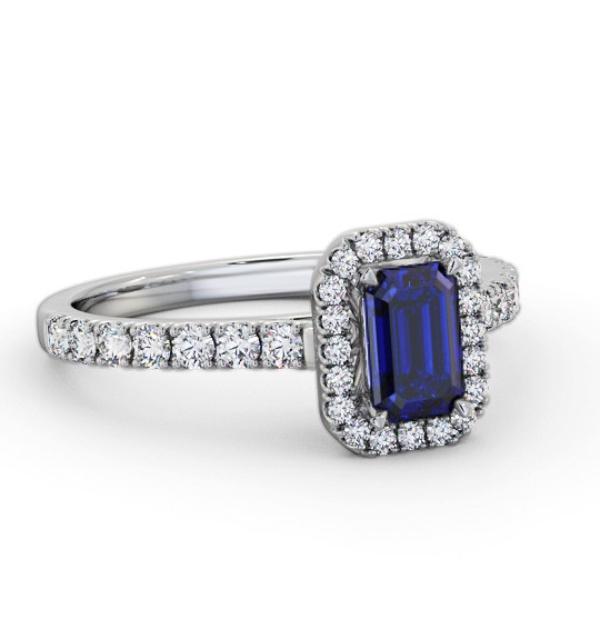 Halo Blue Sapphire and Diamond 1.20ct Ring 18K White Gold GEM71_WG_BS_THUMB1