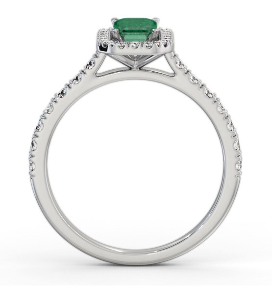 Halo Emerald and Diamond 1.05ct Ring 18K White Gold GEM71_WG_EM_THUMB1 