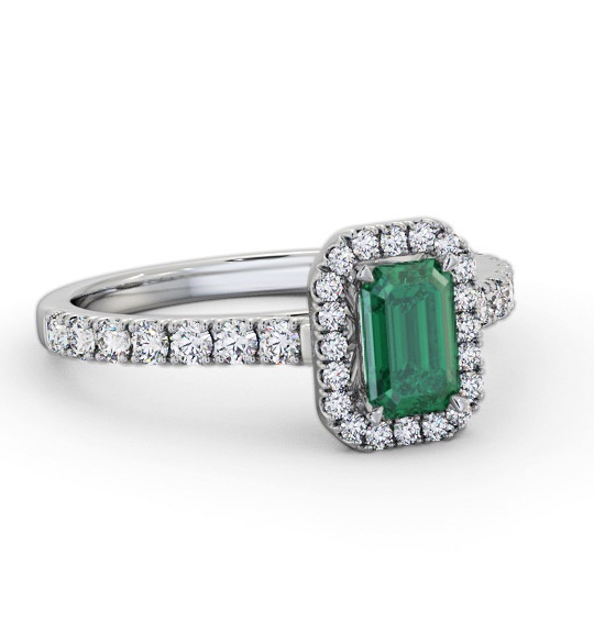 Halo Emerald and Diamond 1.05ct Ring 18K White Gold GEM71_WG_EM_THUMB1