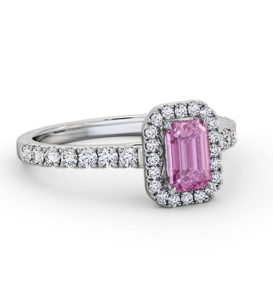 Halo Pink Sapphire and Diamond 1.20ct Ring 18K White Gold GEM71_WG_PS_THUMB1