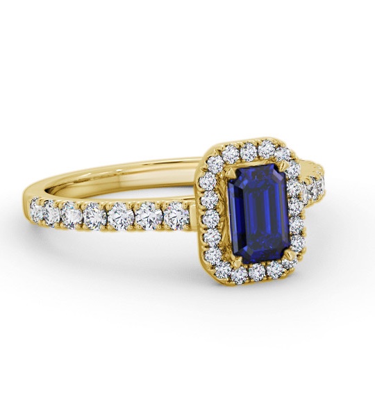 Halo Blue Sapphire and Diamond 1.20ct Ring 9K Yellow Gold GEM71_YG_BS_THUMB1