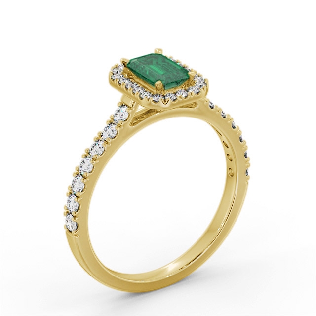 Halo Emerald And Diamond 1.05ct Ring 18K Yellow Gold - Conley | Lorel ...