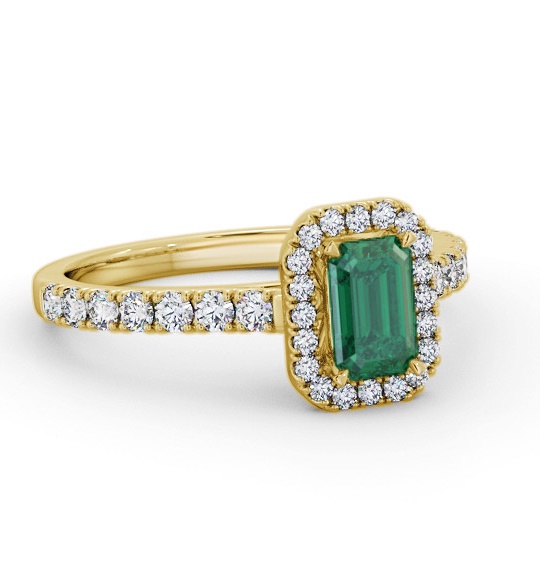 Halo Emerald and Diamond 1.05ct Ring 9K Yellow Gold GEM71_YG_EM_THUMB1
