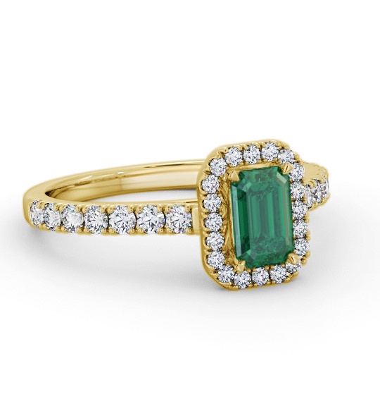 Halo Emerald and Diamond 1.05ct Ring 18K Yellow Gold GEM71_YG_EM_THUMB1