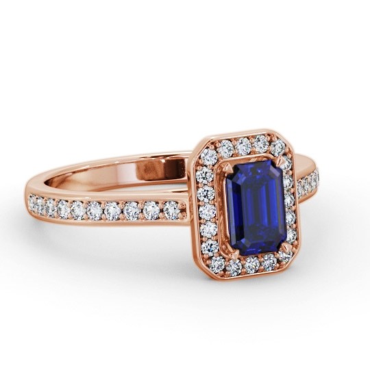 Halo Blue Sapphire and Diamond 1.05ct Ring 18K Rose Gold GEM72_RG_BS_THUMB1