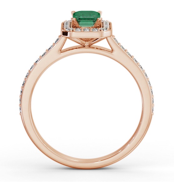 Halo Emerald and Diamond 0.90ct Ring 18K Rose Gold GEM72_RG_EM_THUMB1 