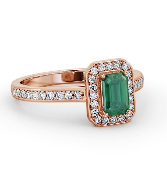 Halo Emerald and Diamond 0.90ct Ring 18K Rose Gold GEM72_RG_EM_THUMB2 