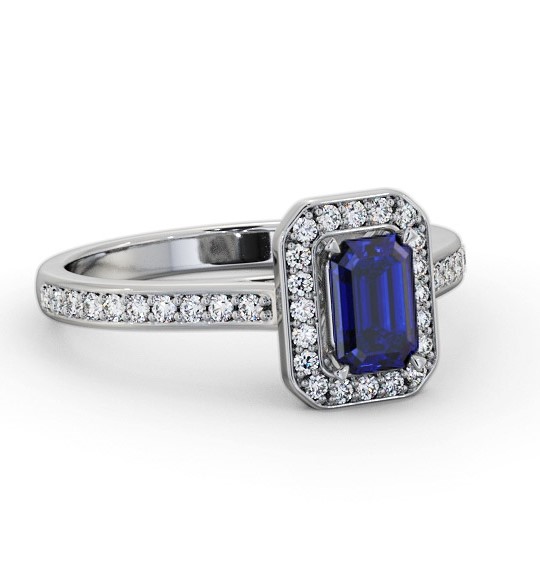 Halo Blue Sapphire and Diamond 1.05ct Ring 18K White Gold GEM72_WG_BS_THUMB1