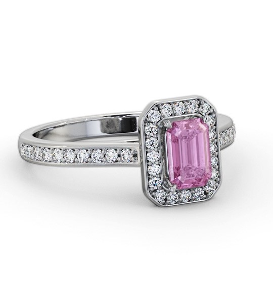Halo Pink Sapphire and Diamond 1.05ct Ring 18K White Gold GEM72_WG_PS_THUMB1