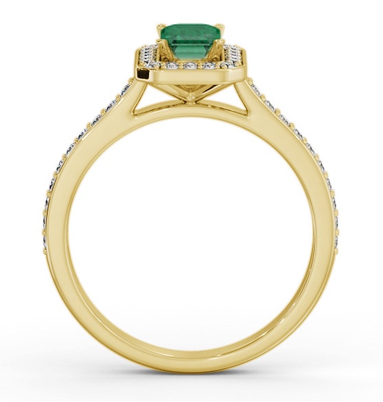 Halo Emerald and Diamond 0.90ct Ring 18K Yellow Gold GEM72_YG_EM_THUMB1 