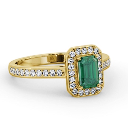 Halo Emerald and Diamond 0.90ct Ring 9K Yellow Gold GEM72_YG_EM_THUMB1
