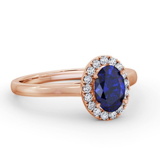 Halo Blue Sapphire and Diamond 1.20ct Ring 18K Rose Gold GEM73_RG_BS_THUMB1