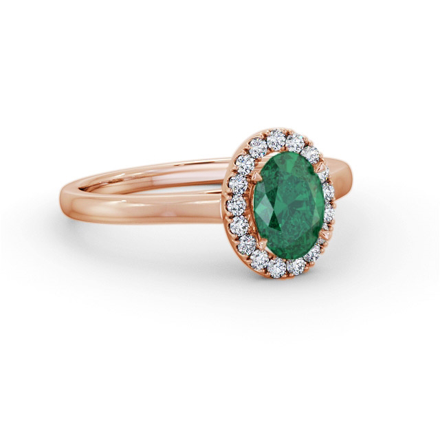Halo Emerald and Diamond 0.95ct Ring 9K Rose Gold - Candice GEM73_RG_EM_FLAT