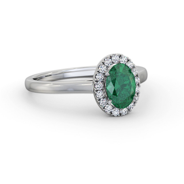 Halo Emerald and Diamond 0.95ct Ring 18K White Gold - Candice GEM73_WG_EM_FLAT