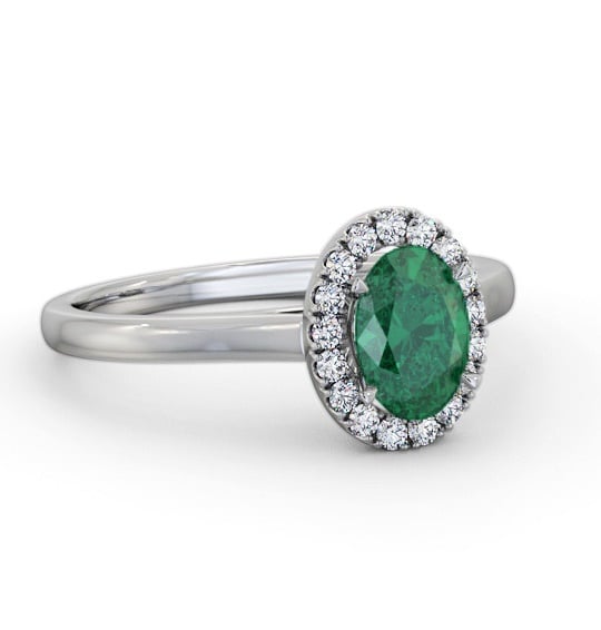Halo Emerald and Diamond 0.95ct Ring 9K White Gold GEM73_WG_EM_THUMB2 