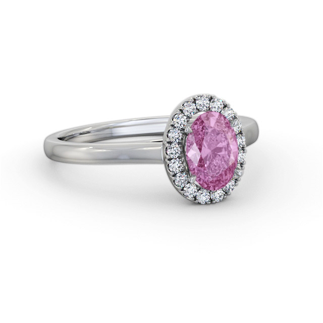 Halo Pink Sapphire and Diamond 1.20ct Ring 18K White Gold - Candice GEM73_WG_PS_FLAT