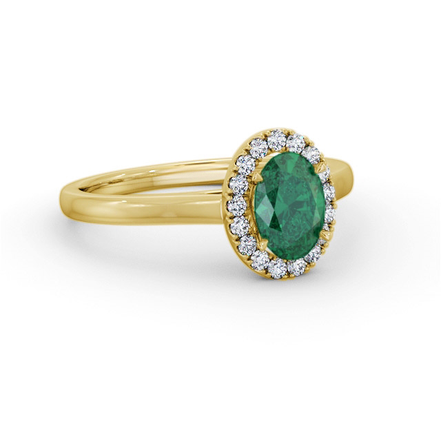Halo Emerald and Diamond 0.95ct Ring 9K Yellow Gold - Candice GEM73_YG_EM_FLAT