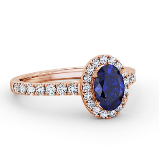 Halo Blue Sapphire and Diamond 1.50ct Ring 18K Rose Gold GEM74_RG_BS_THUMB1