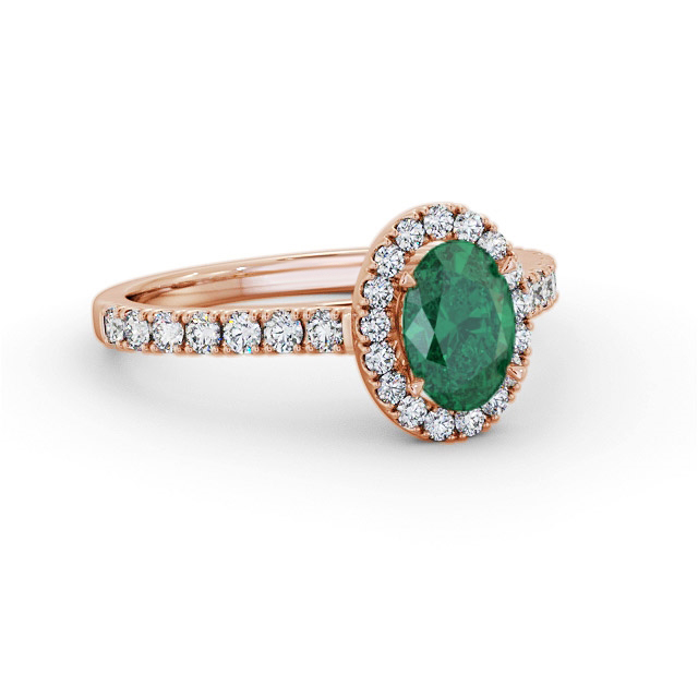 Halo Emerald and Diamond 1.25ct Ring 18K Rose Gold - Kaniya GEM74_RG_EM_FLAT