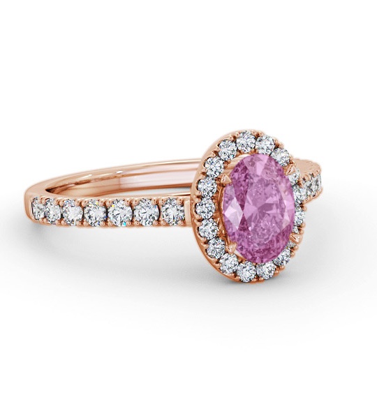 Halo Pink Sapphire and Diamond 1.50ct Ring 18K Rose Gold GEM74_RG_PS_THUMB1